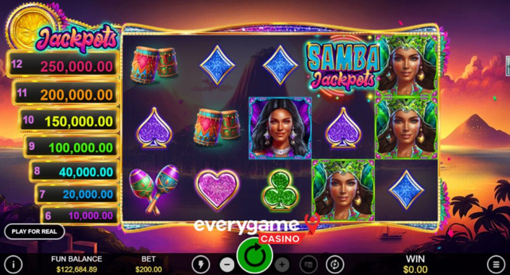 Everygame Casino เปิดตัวเกมสล็อต Samba Jackpots